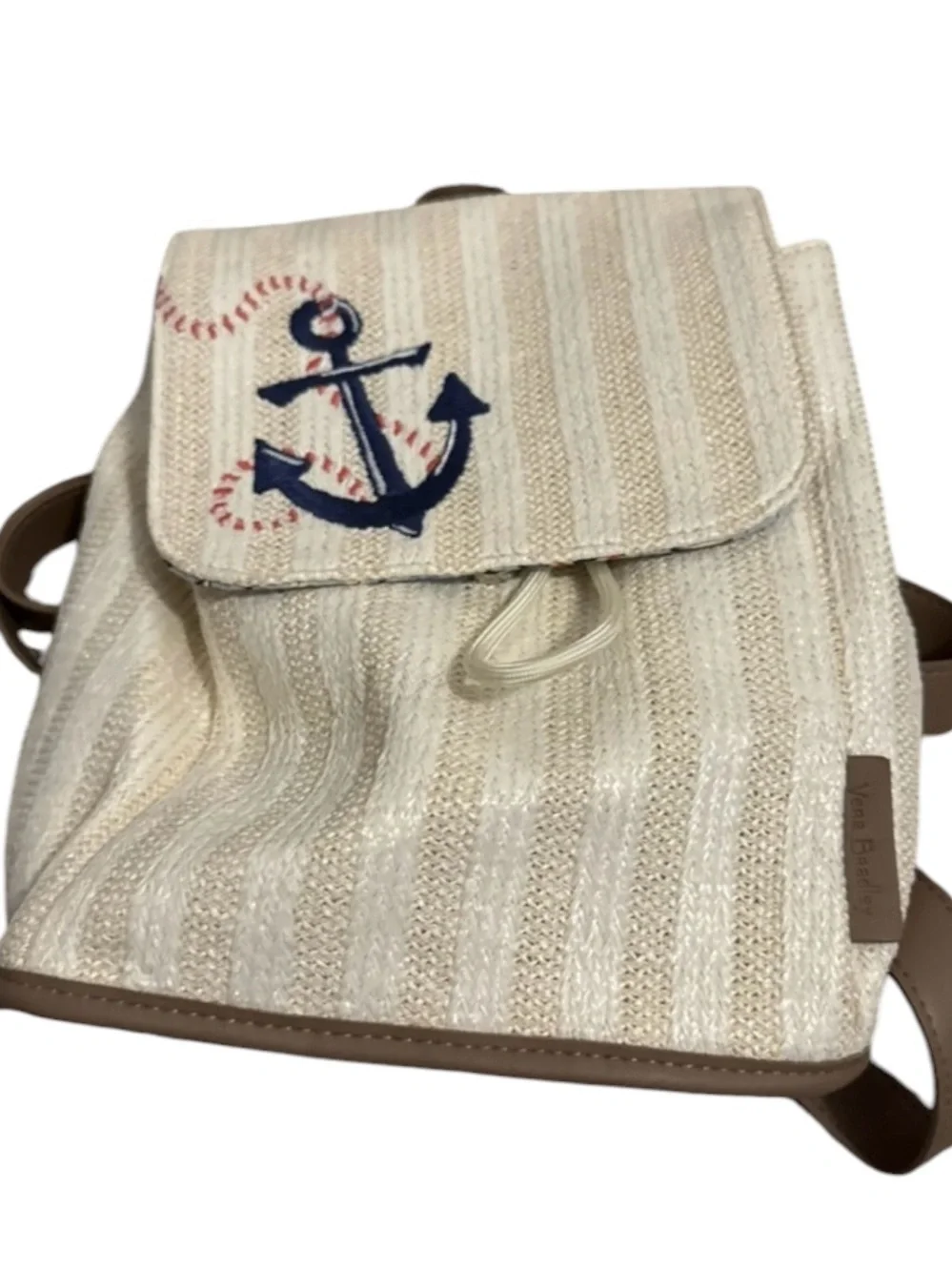 Vera Bradley Nautical Anchor Knit Mini Backpack Coastal Sailboat Print